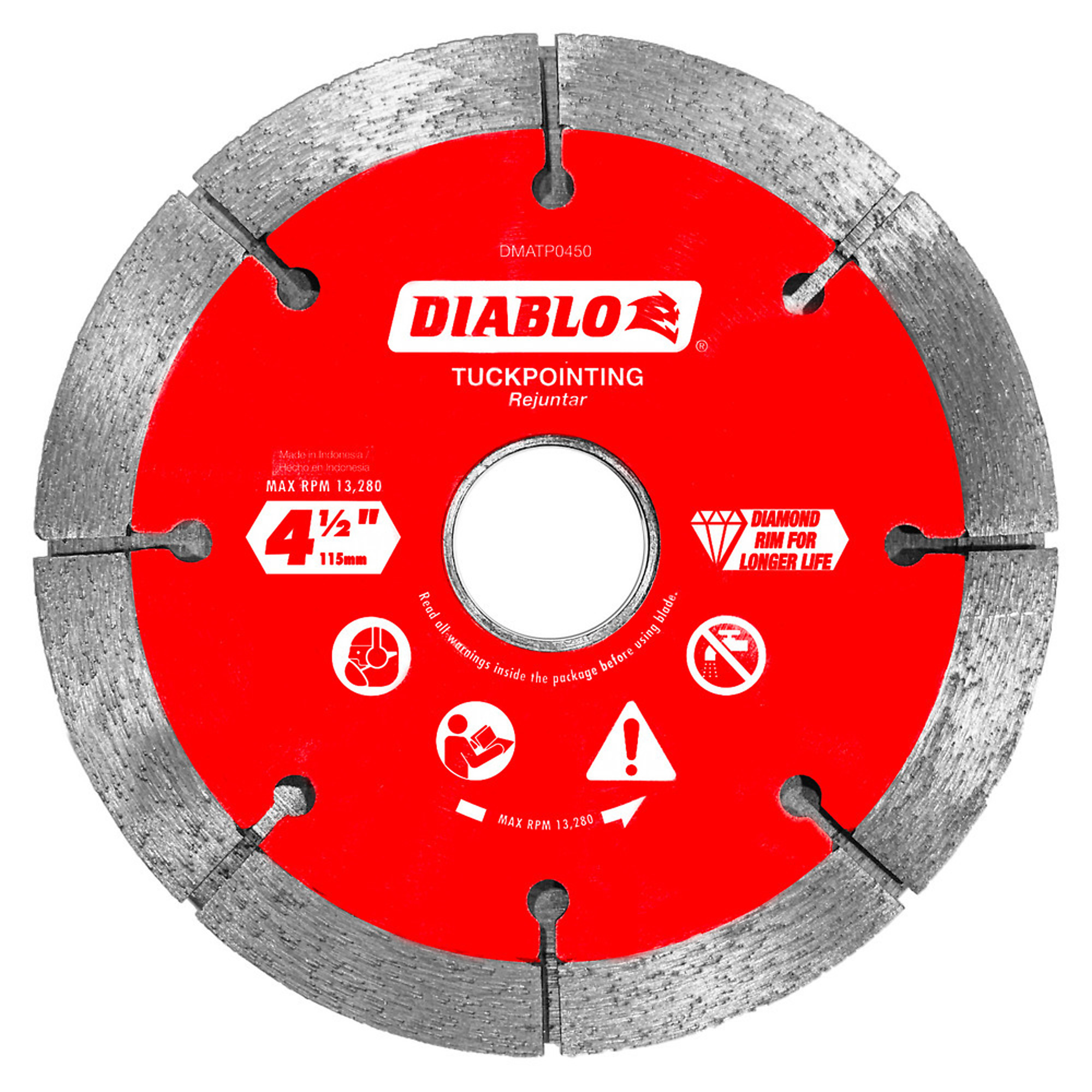 Diablo Tools, 4-1/2in. Diamond Rim Tuck Point Masonry Disc, Blade Diameter 4.5 in, Model# DMATP0450